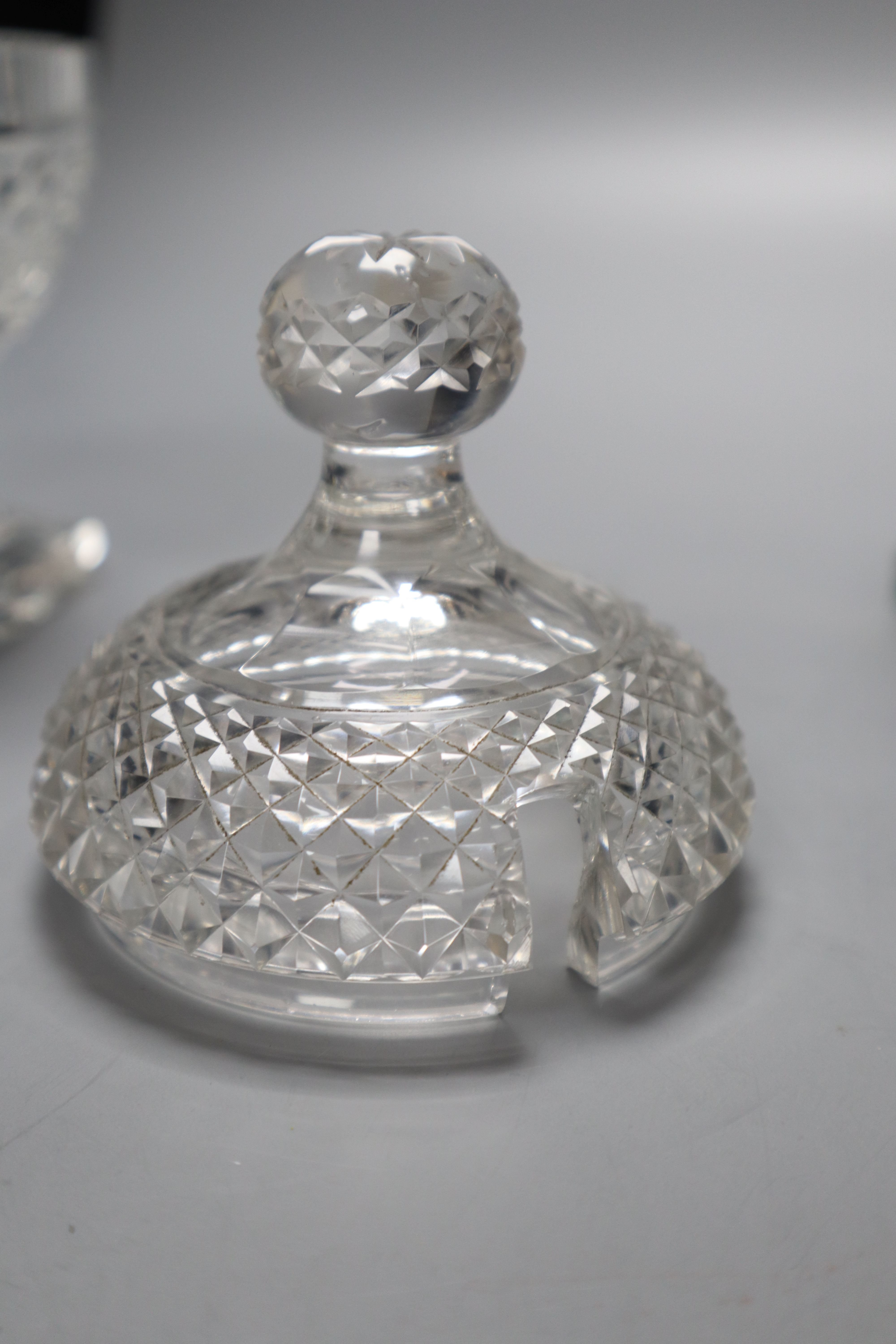 A Regency cut glass sweetmeat jar and cover and an Edwardian confit vase and cover